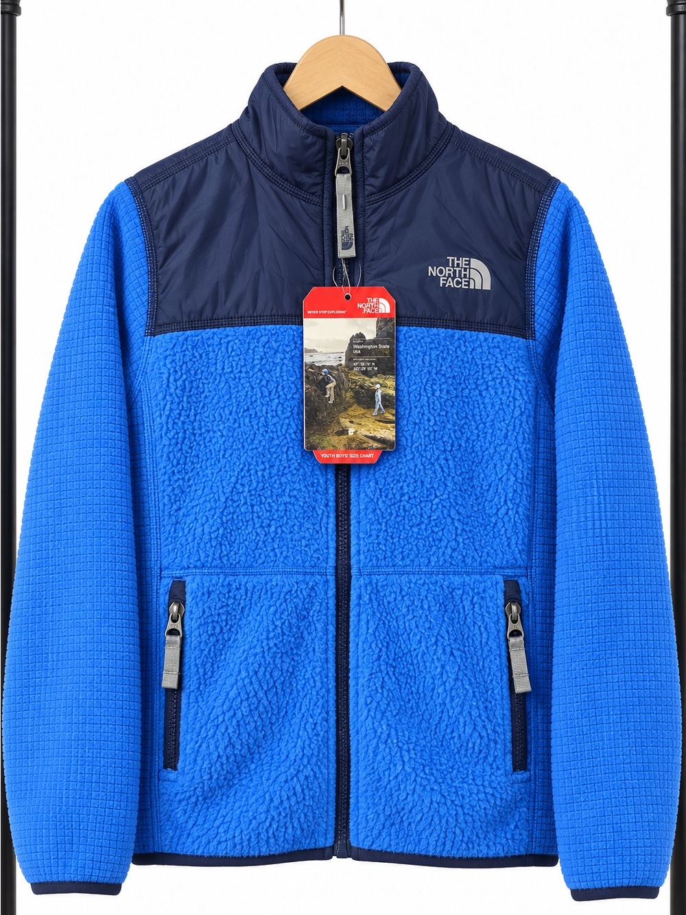 The North Face Boys L 14–16 Reversible Off the Grid Jacket Navy &Bright Blue NWT